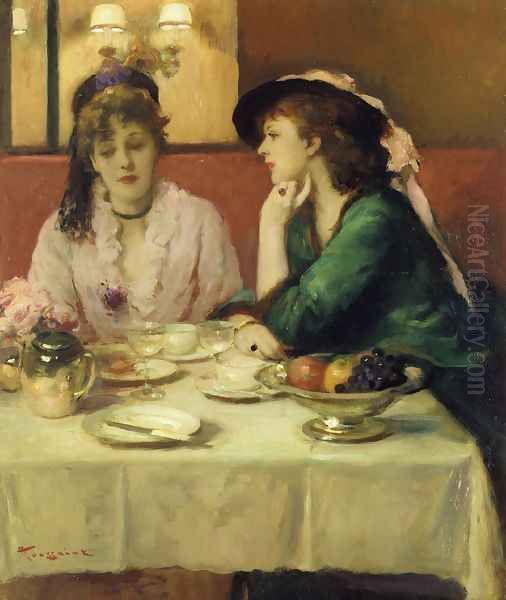 Confidences au Dejeuner Oil Painting by Armand (Francois-Christophe) Toussaint