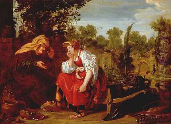 Vertumnus and Pomona 1617 Oil Painting by Jan Tengnagel