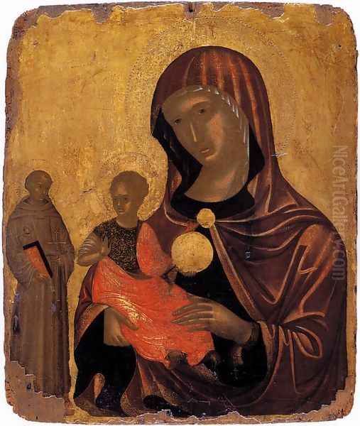 The Virgin and St Francis of Assisi 1490s Oil Painting by Nikolaos Tsafouris