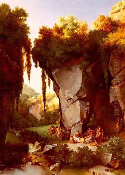 Craggy Landscrape With Bacchanal Oil Painting by Lancelot Theodore Turpin De Crisse