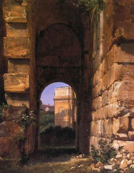 The Arch of Constantine Seen from the Colosseum Oil Painting by Lancelot Theodore Turpin De Crisse