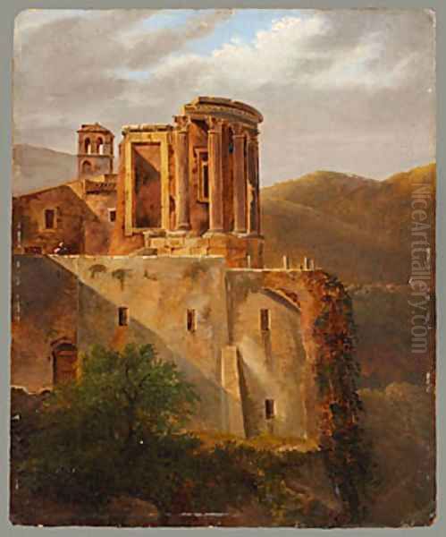 View of the Temple of Vesta at Tivoli Oil Painting by Lancelot Theodore Turpin De Crisse