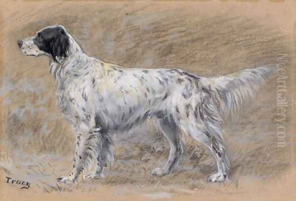 A Setter Oil Painting by John Martin Tracy