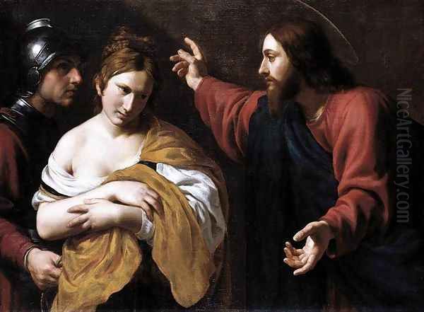 Christ and the Woman Taken into Adultery Oil Painting by Alessandro Turchi (Orbetto)