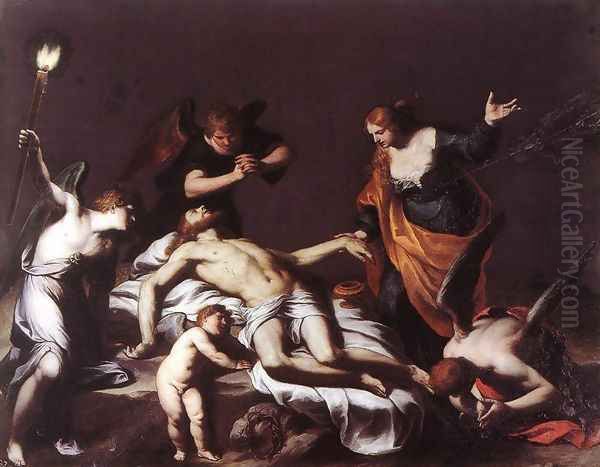 The Lamentation over the Dead Christ 1617 Oil Painting by Alessandro Turchi (Orbetto)