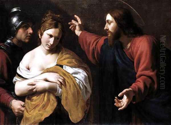 Christ and the Woman Taken in Adultery Oil Painting by Alessandro Turchi (Orbetto)