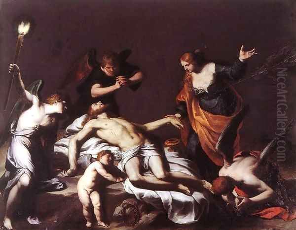 The Lamentation over the Dead Christ Oil Painting by Alessandro Turchi (Orbetto)