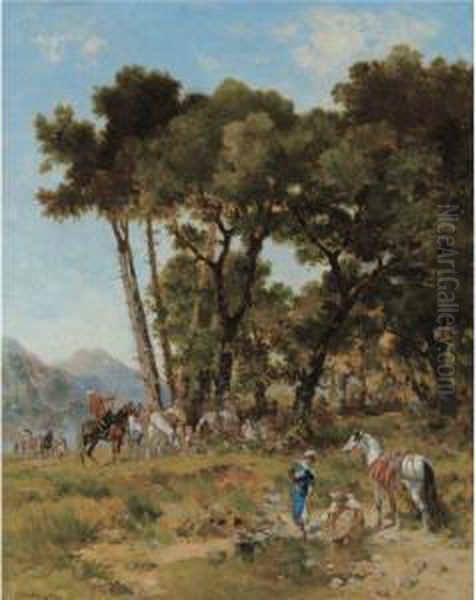 Halte Dans Les Montagnes Oil Painting by Georges Washington