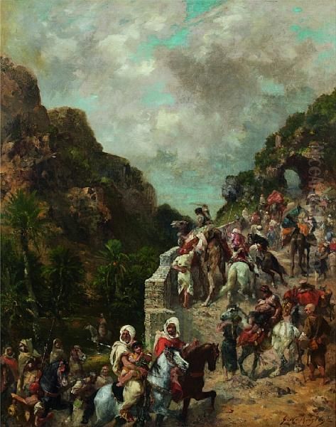 Arab Horsemen Oil Painting by Georges Washington