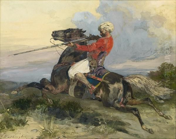 Hunter On A Horse Oil Painting by Georges Washington