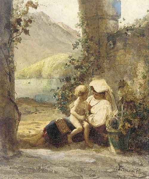 Mother and child Oil Painting by Pierre-Henri-Theodore Tetar van Elven