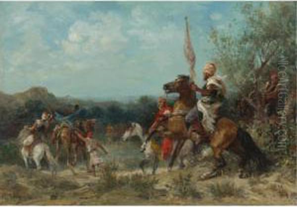 Preparing For The Battle Oil Painting by Georges Washington