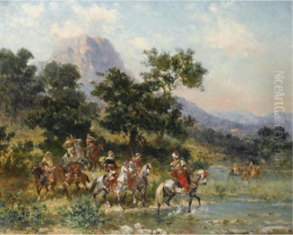 Cavaliers Arabes Oil Painting by Georges Washington