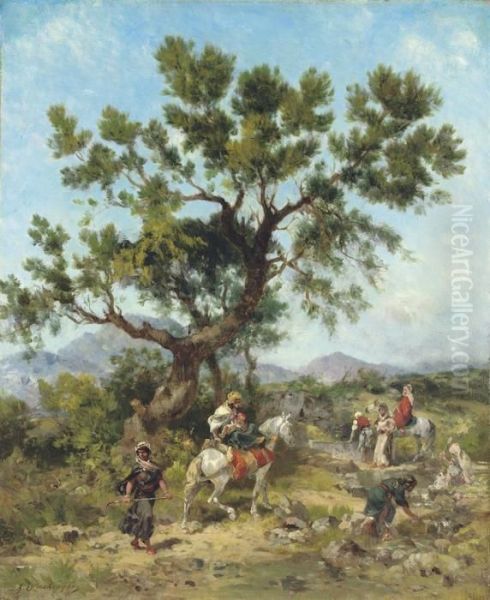 Warriors At Rest Oil Painting by Georges Washington