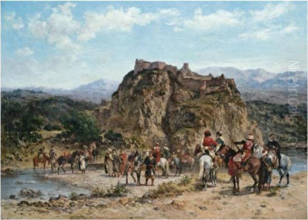 The Fortress Of Hosap, Eastern Anatolia Oil Painting by Georges Washington