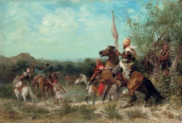 Arab Horsemen Oil Painting by Georges Washington