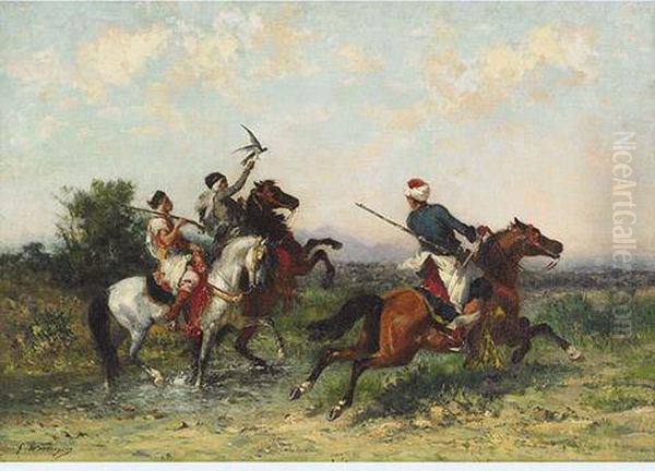 La Chasse Aux Faucons Oil Painting by Georges Washington