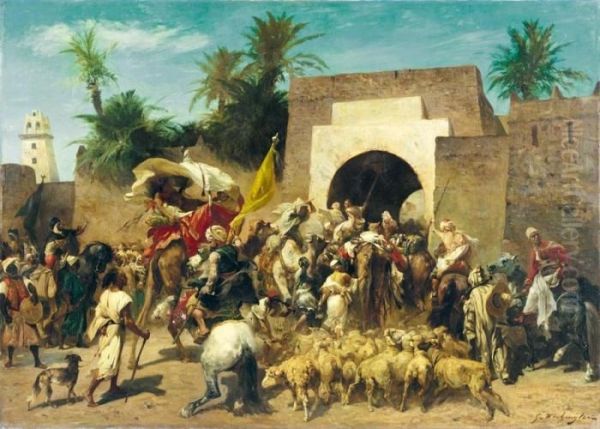 Retour D'une Razzia - Oued R'hir Oil Painting by Georges Washington