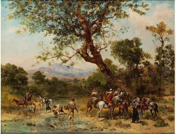 La Halte Des Cavaliers Oil Painting by Georges Washington