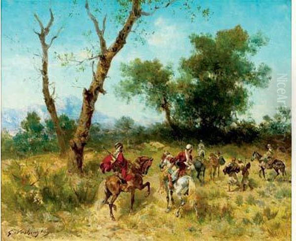 Depart Pour La Chasse Oil Painting by Georges Washington