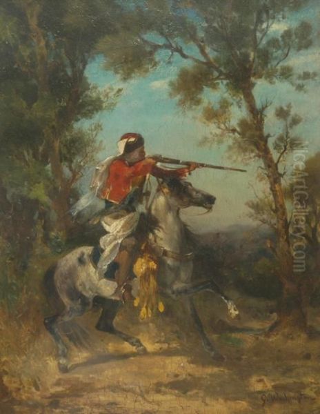 Arabo A Cavallo Oil Painting by Georges Washington