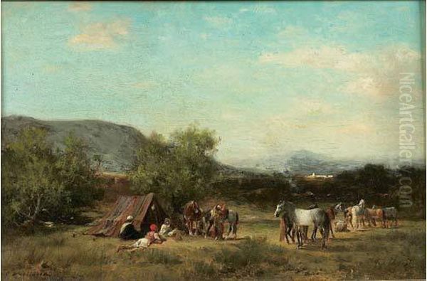 Campement Oil Painting by Georges Washington