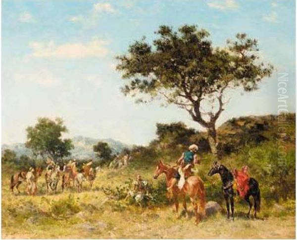 Cavaliers Arabes Dans Un Paysage Oil Painting by Georges Washington