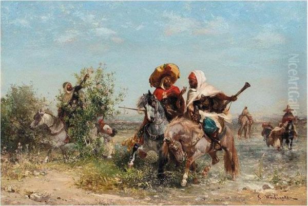 Arab Horsemen Oil Painting by Georges Washington