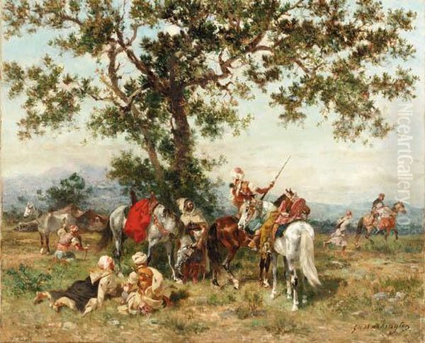 An Arab Encampment Oil Painting by Georges Washington