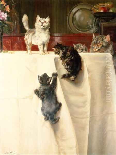 Cats Oil Painting by William Henry Hamilton Trood