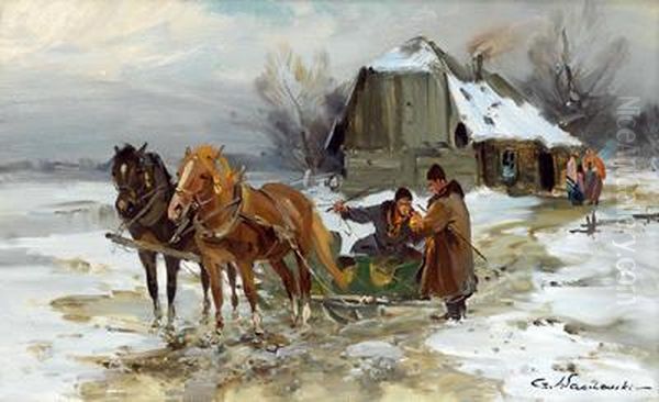 Vorfruhling Oil Painting by Ignacy (Czeslaw Wasilewski) Zygmuntowicz