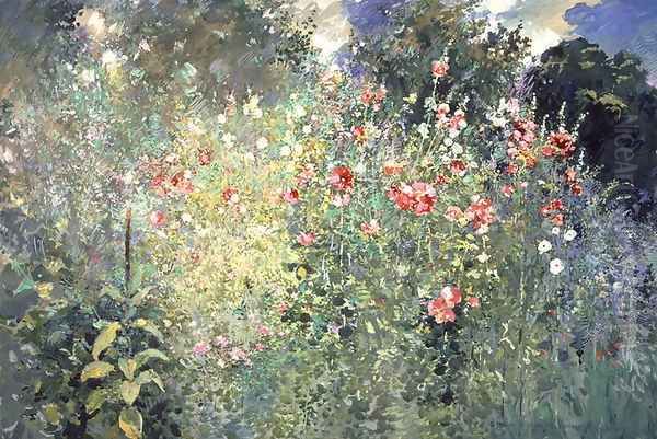 A Garden is a Sea of Flowers, 1912 Oil Painting by Ross Sterling Turner