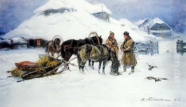 Na Drodze, 1928 R. Oil Painting by Ignacy (Czeslaw Wasilewski) Zygmuntowicz