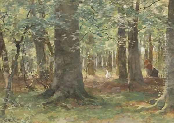 Playing in the woods Oil Painting by Willem Bastiaan Tholen