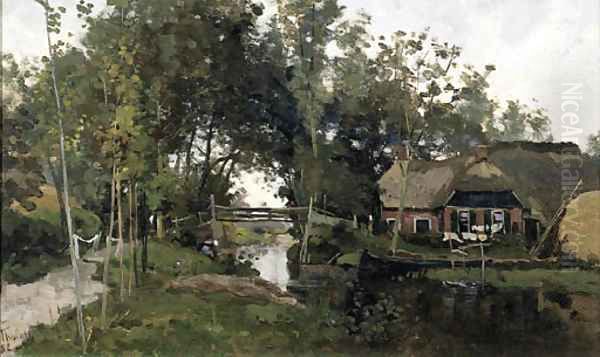 The small bridge, Giethoorn Oil Painting by Willem Bastiaan Tholen