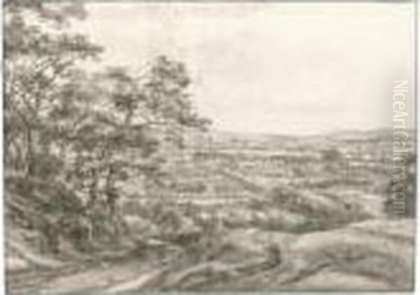 Panoramic View Of A River Valley Oil Painting by Anthonie Waterloo