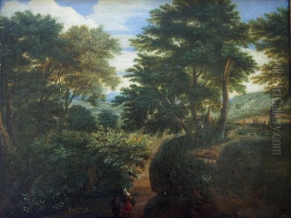 Figures In A Rural Landscape Oil Painting by Anthonie Waterloo