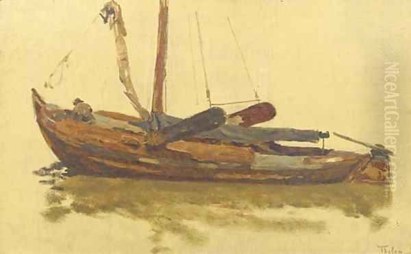 A barge - a study Oil Painting by Willem Bastiaan Tholen