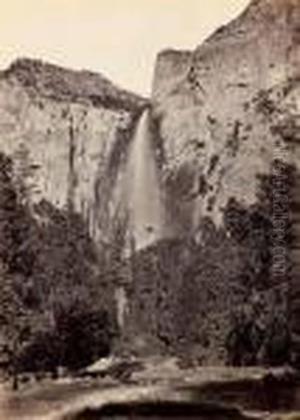 Pohono, Bridal Veil Fall, 940 Feet, Yosemite Oil Painting by Carleton E. Watkins