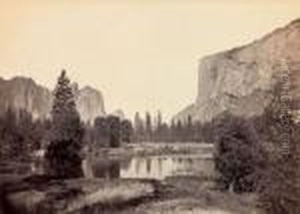 View Down The Valley From Ferry Bend, Yosemite Oil Painting by Carleton E. Watkins