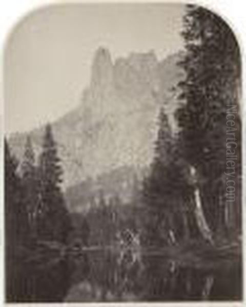 Sentinel (view Up The Valley), 3270 Ft. Yo Semite Oil Painting by Carleton E. Watkins