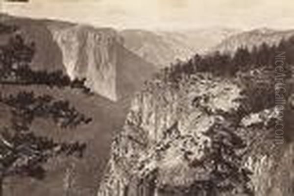 First View Of The Yosemite Valley From The Mariposa Trail Oil Painting by Carleton E. Watkins