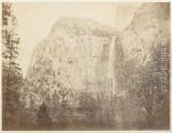 Yosemite. Bridal Veil Falls. Oil Painting by Carleton E. Watkins