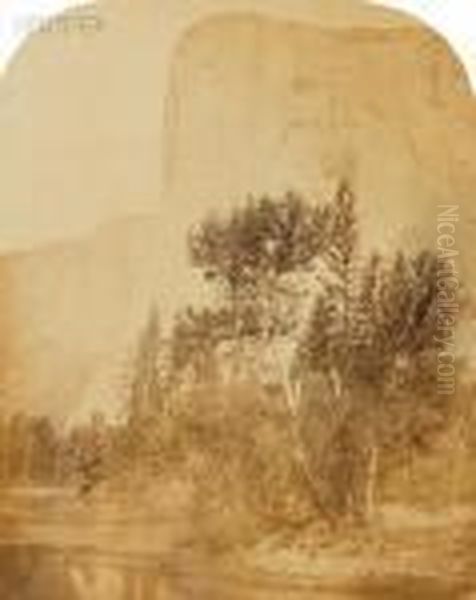 Five Yosemite Valley Landscapes. Oil Painting by Carleton E. Watkins