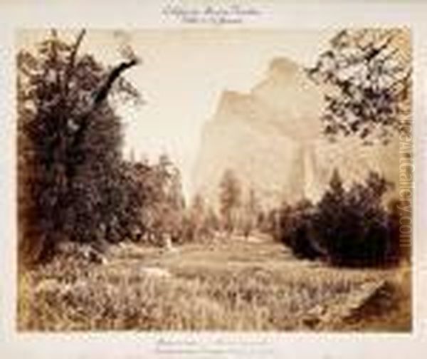 Yosemite Valley (the Bridal Veil, Pohono), Sierra Nevada, Californie Oil Painting by Carleton E. Watkins