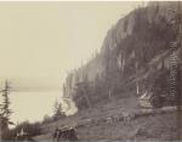 Cape Horn, Columbia River Oil Painting by Carleton E. Watkins