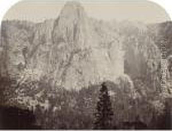 Sentinel (front View), 3270 Ft., Yosemite Oil Painting by Carleton E. Watkins