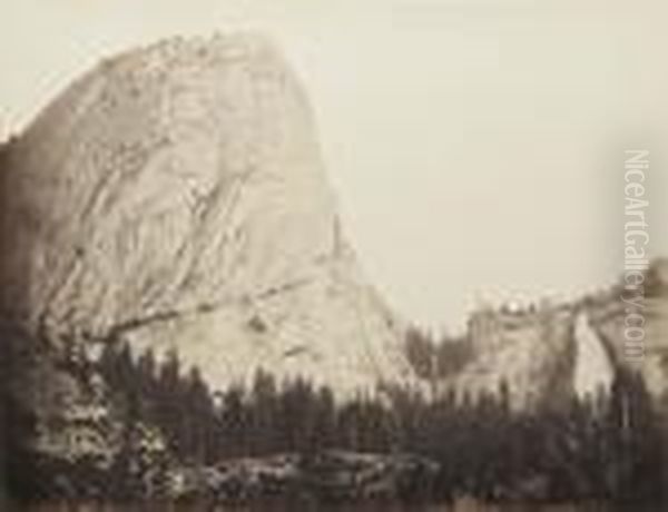 Mt. Broderick, Nevada Falls, 700 Ft. Yosemite Oil Painting by Carleton E. Watkins