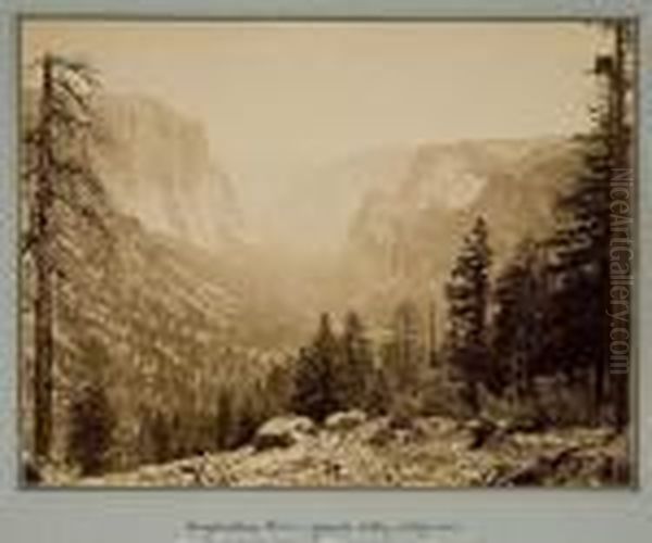 Inspiration Point, Yosemite Valley, California, Annees 1870 Oil Painting by Carleton E. Watkins