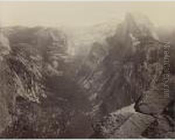 Half Dome From Glacier Pt., Yosemite Oil Painting by Carleton E. Watkins